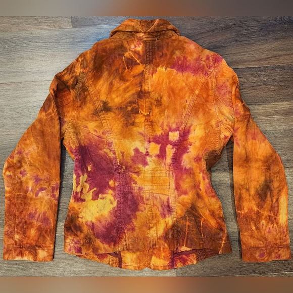 Rough And Tumble Vintage Womens Tye Dye Orange Jacket Button Up Corduroy - Picture 6 of 10